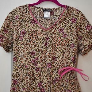 Leopard Print Scrub Top